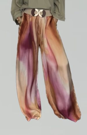 Pantalon Fluide rose/orange  (20%Soie)