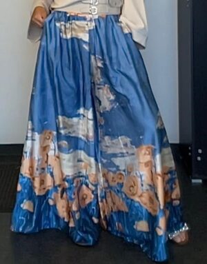 Pantalon Fluide Champetre Bleu/Orange