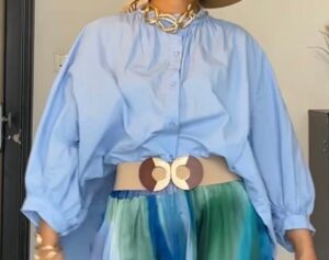 Chemise bouffante 
100% Cotton
Bleu
