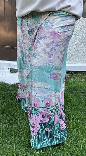 Pantalon fluide Champêtre Vert/Rose