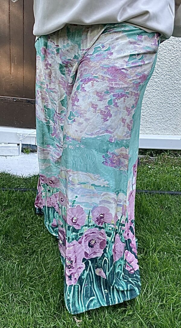 Pantalon fluide Champêtre Vert/Rose