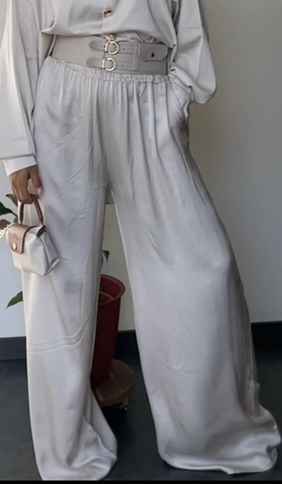 4dba2de5-3e73-42e4-a034-8a83124a7852 Pantalon Ample Nacré 100% Viscose