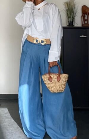 Palazzo Lyocell Bleu Foncé