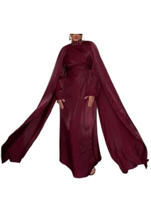 Robe col perlé et manche longue